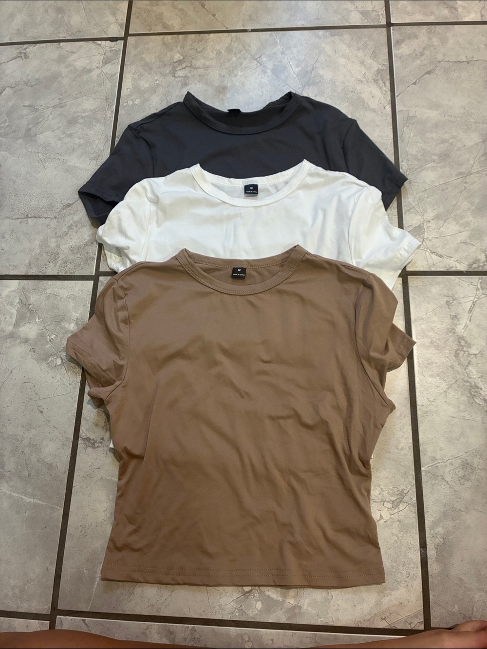 Classic Crewneck Tee - Brown, White & Black - Women's Casual Top